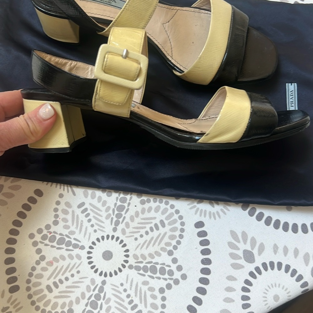 Prada Sandals  7.5 black and beige